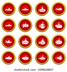 Submarine icons set. Simple illustration of 16 submarine vector icons for web
