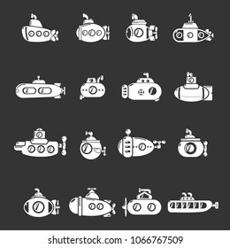 Submarine icons set vector white isolated on grey background 