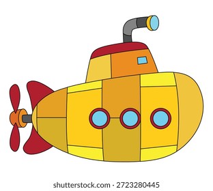 Submarino isolado sobre fundo branco