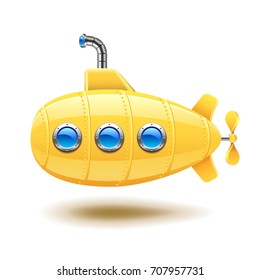 Submarine isolated on white photo-realistic vector illustration