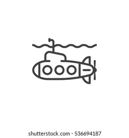 Submarine line icon, outline vector sign, linear pictogram isolated on white. Symbol, logo illustration