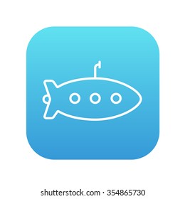 Icono de línea submarina para web, móvil e infografía. Icono de blanco vector en el cuadrado de gradiente azul con esquinas redondeadas aisladas en fondo blanco.