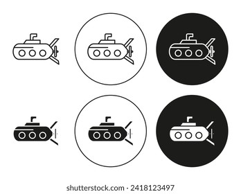 Submarine linear art icon set. Submarine vector mark for web