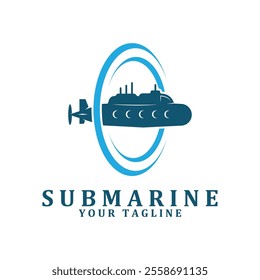 submarine logo vector illustration design. logo suitable for underwater tourism, restaurants, military and brand company