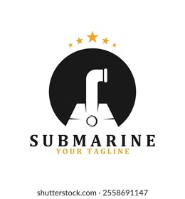 submarine logo vector illustration design. logo suitable for underwater tourism, restaurants, military and brand company