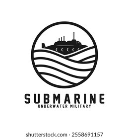 submarine logo vector illustration design. logo suitable for underwater tourism, restaurants, military and brand company