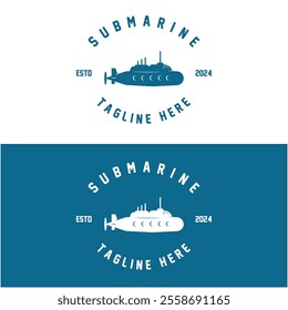 submarine logo vector illustration design. logo suitable for underwater tourism, restaurants, military and brand company