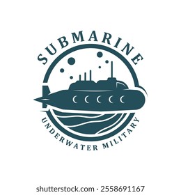 submarine logo vector illustration design. logo suitable for underwater tourism, restaurants, military and brand company