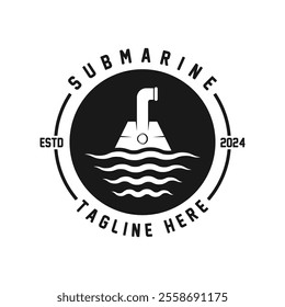 submarine logo vector illustration design. logo suitable for underwater tourism, restaurants, military and brand company