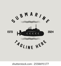 submarine logo vector illustration design. logo suitable for underwater tourism, restaurants, military and brand company