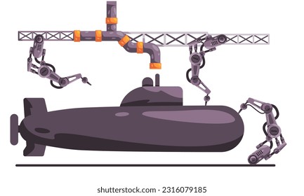 Submarine marine vehicle mechanical arm robotic line production manufacturing process automation