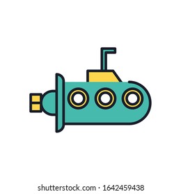 submarine military force line and fill style icon vector illustration design