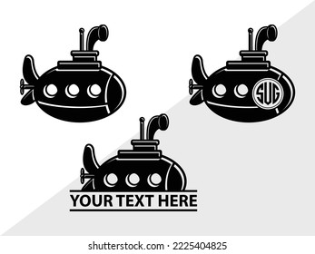 Submarine Monogram Printable Vector Illustration