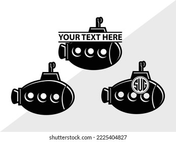 Submarine Monogram Printable Vector Illustration