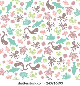 Submarine ocean adventure illustration background pattern in vector