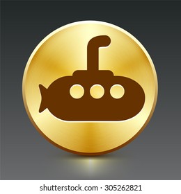 Submarine on Gold Round Button