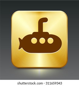 Submarine on Gold Square Button