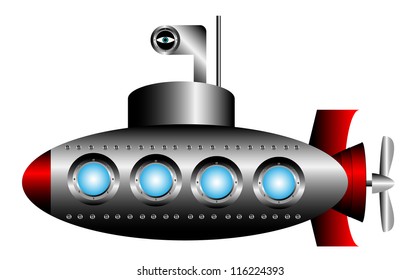 Submarine on white background