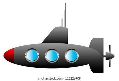 Submarine on white background