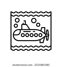 Submarine Outline Icon, Vector illustration