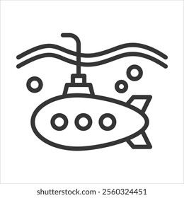 Submarine Outline Icon Vector Illustration