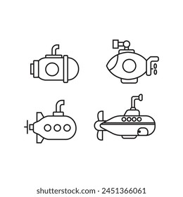 submarine outline vector icon design for graphics, logo, website, social media, UI, mobile apps, EPS10