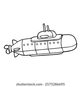 submarine outline vector illustration,isolated on white background,top view