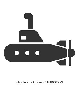 Submarine With Periscope - Background, White, Web, Illustration, Symbol, Sign, Icon, Glyph