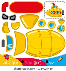 Submarine with periscope. Education paper game for preshool children. Vector illustration.