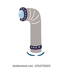Submarine periscope hand drawn illustration. Cartoon style flat design, isolated vector. Kids summer print, seasonal element, holidays, vacations, beach, sea, ocean landscape element