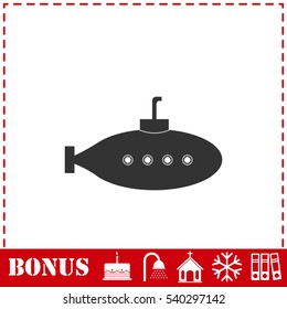 Submarine with periscope icon flat. Simple vector symbol and bonus icon