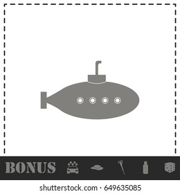 Submarine with periscope icon flat. Simple vector symbol and bonus icon