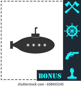 Submarine with periscope icon flat. Simple vector symbol and bonus icon