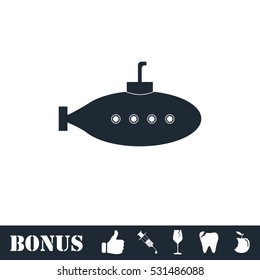 Submarine with periscope icon flat. Vector illustration symbol and bonus pictogram
