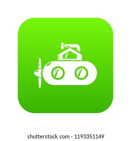 Submarine periscope icon green vector isolated on white background