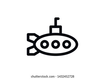 Submarine with periscope icon. Underwater boat, bathyscaphe icon