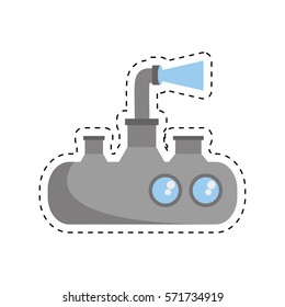 submarine periscope underwater ocean cut line vector illustration eps 10