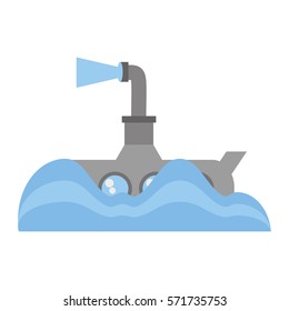 submarine periscope underwater ocean vector illustration eps 10
