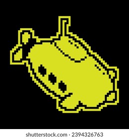 submarine Pixel silhouette icon isolated . Children toys and entertainment. Underwater research. Vector