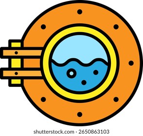 Buraco submarino com água dentro da ilustração