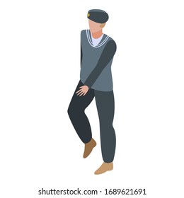 Seemann-Ikone für U-Boote. Isometric of submarine sailor Vektorillustration Symbol für Webdesign einzeln auf weißem Hintergrund