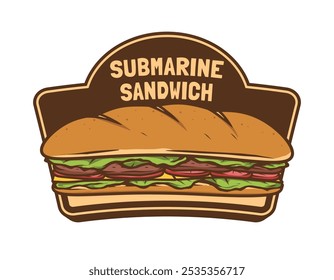 Submarine sandwich logo badge template