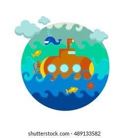 Submarine in the sea