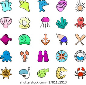 Submarine and Sea Creature in Trendy Doodle Style Pack 