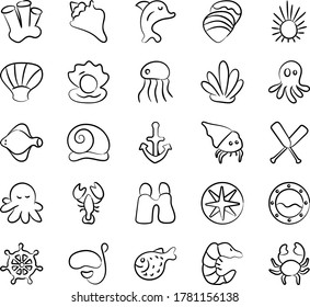 Submarine and Sea Creature in Trendy Doodle Style Pack 
