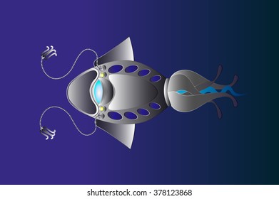 submarine in the sea squid