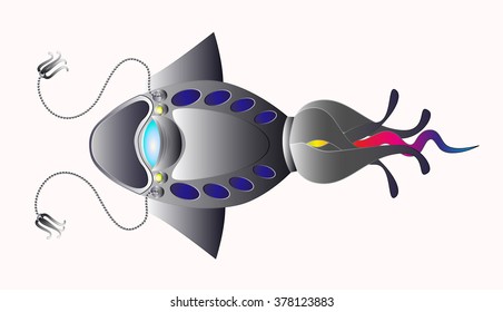 submarine in the sea squid