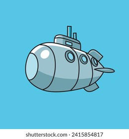 Submarine in the sea. Vector illustration in flat design