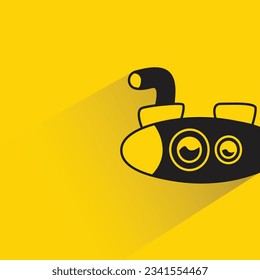 submarine with shadow on yellow background