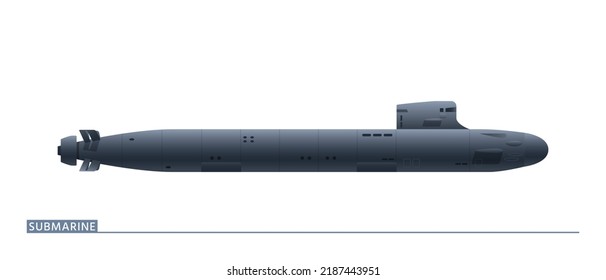 El submarino está aislado en un entorno blanco. Ilustración del vector